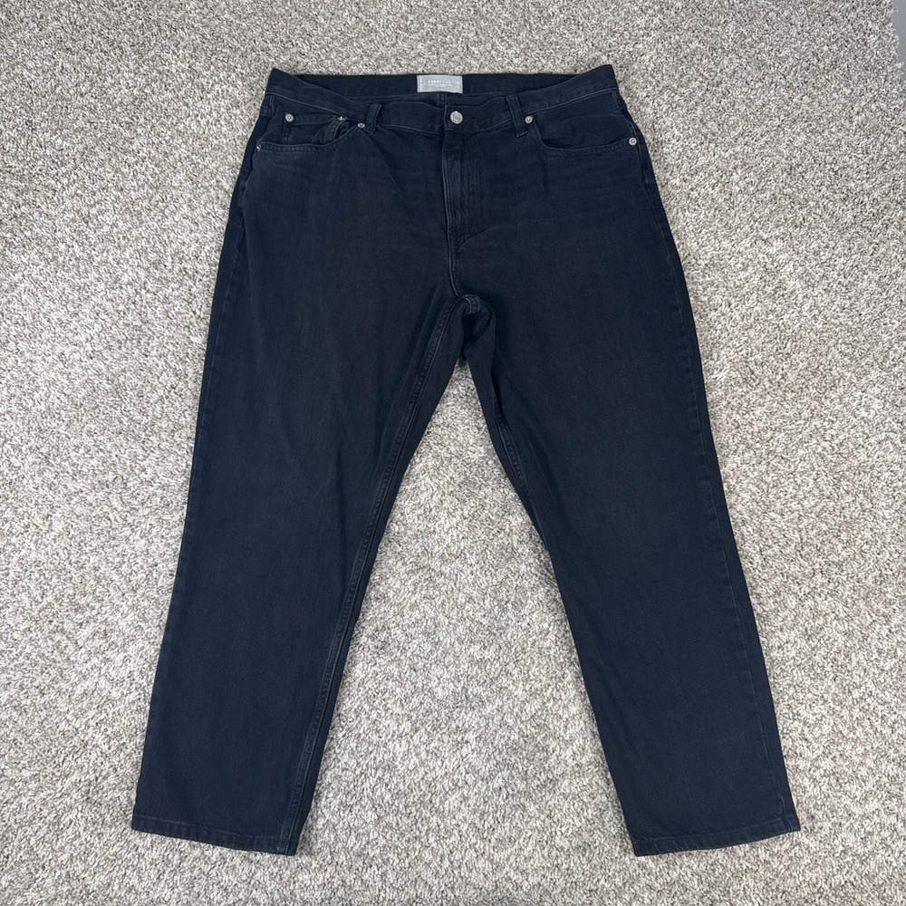 Everlane Jeans Womens 33 Black The Super Soft Straight Leg Organic Cotton Tencel